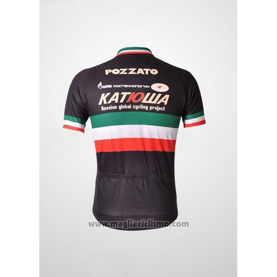 2010 Abbigliamento Ciclismo Katusha Nero Manica Corta e Salopette